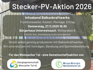 Stecker-PV-Aktion 2026 startet mit Info-Abend in Unterweissach