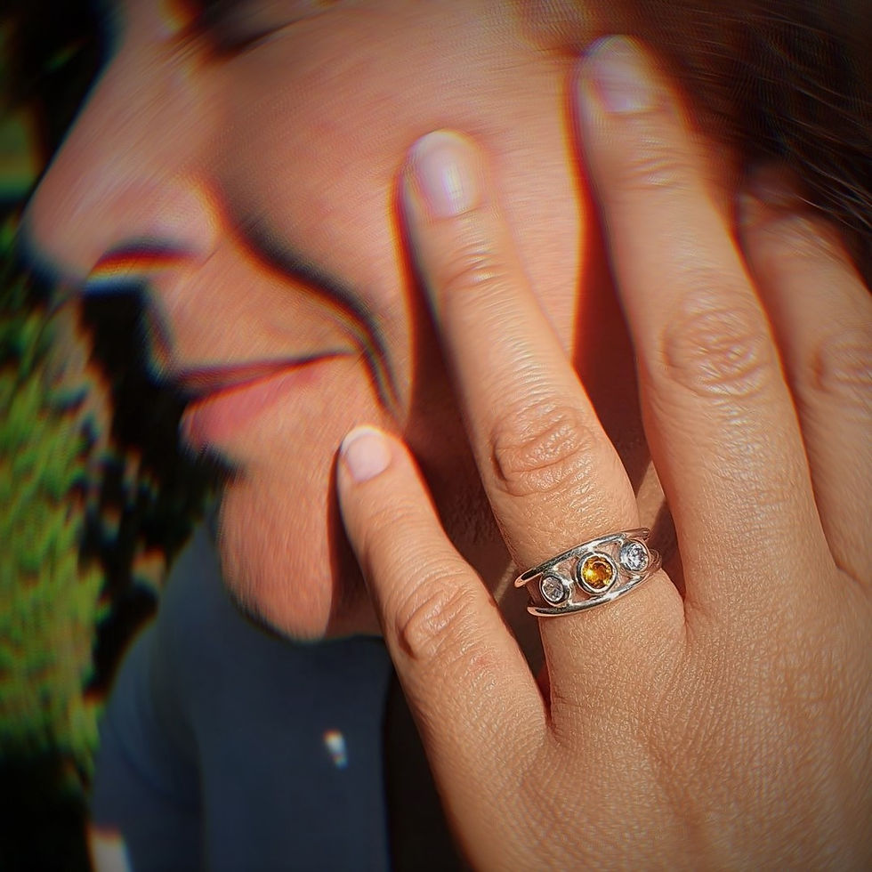 Miniature : Bague argent, Citrine et topaze blanche