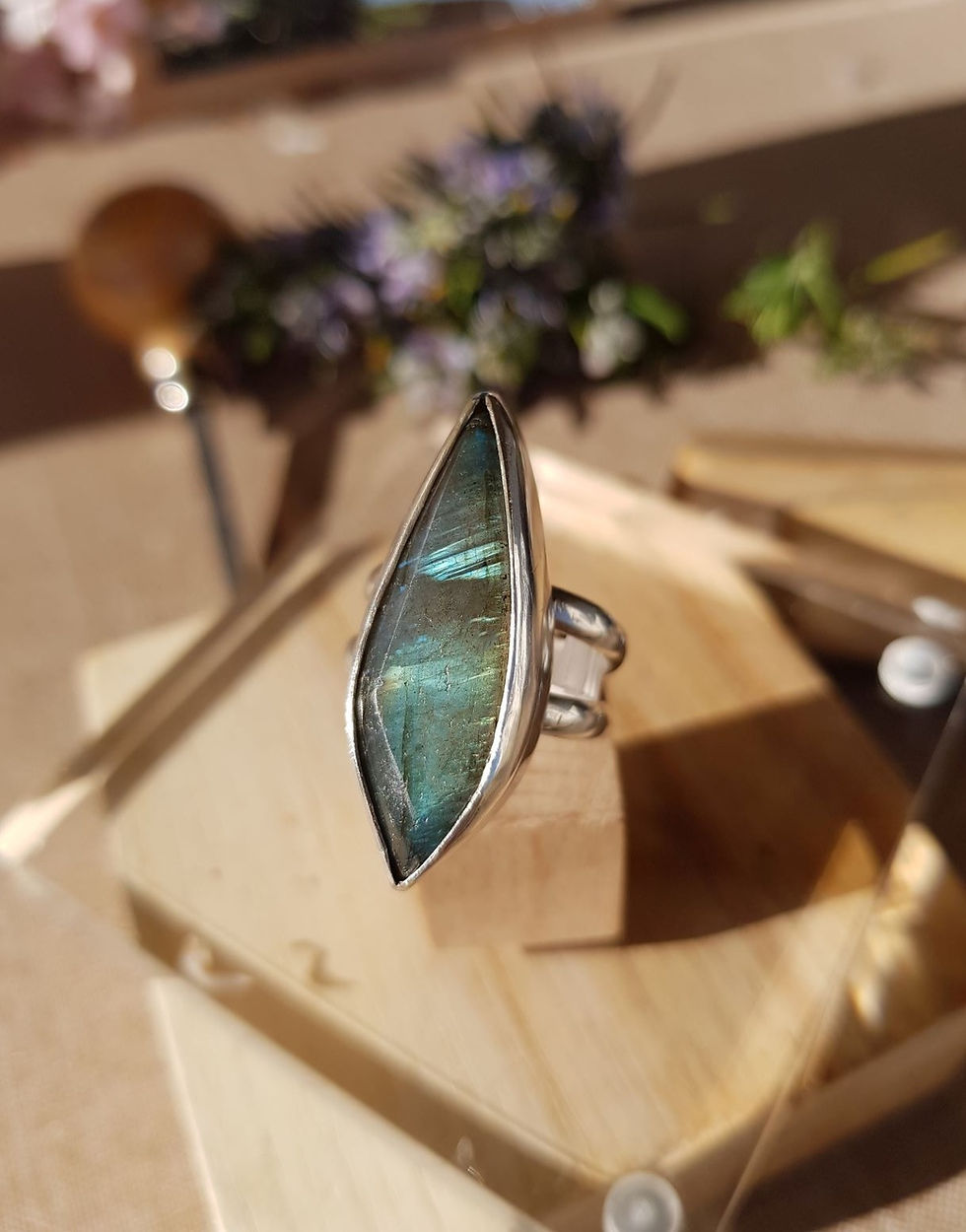 Miniature : Bague argent et labradorite