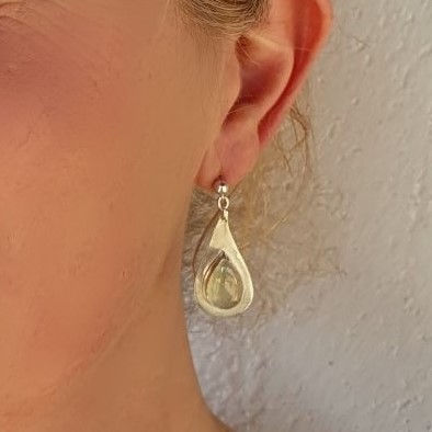 Miniature : Boucles d'oreilles argent et Phrénite