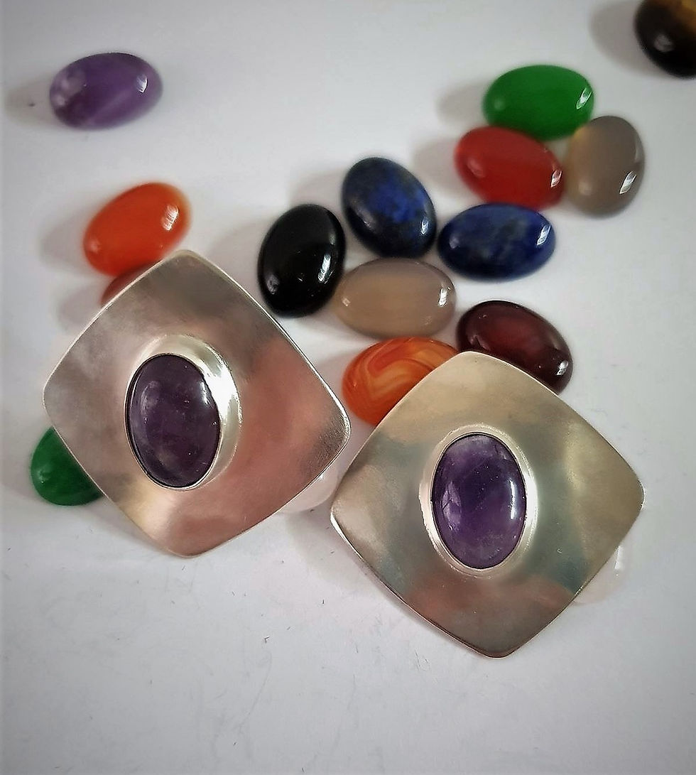Miniature : Boucles d'oreilles argent et améthystes