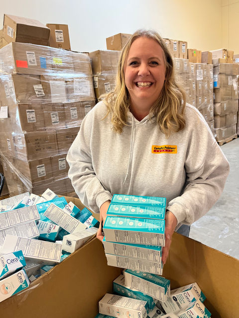 Volunteer with donations