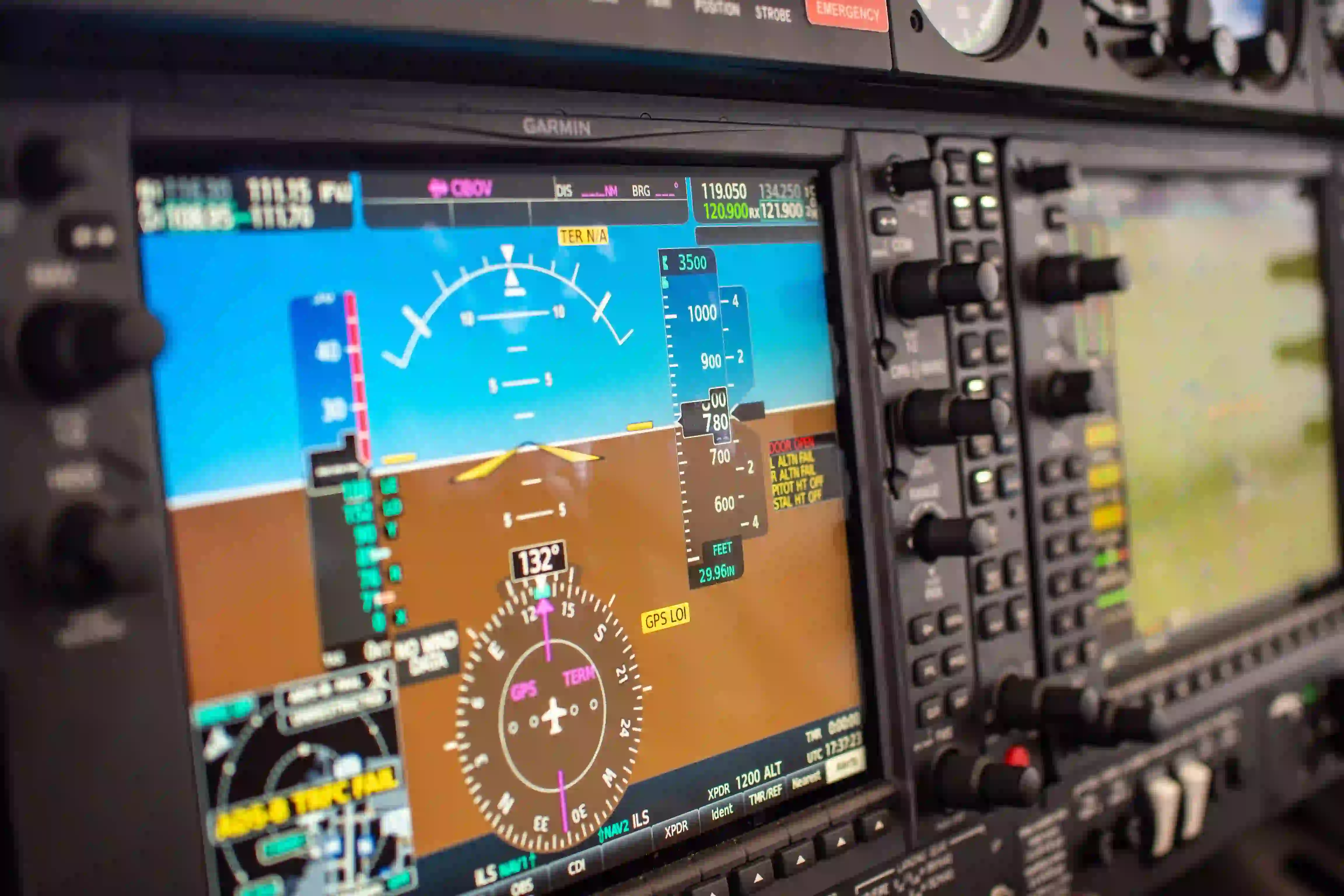 Cockpit View of an Airplane Flight Instruments