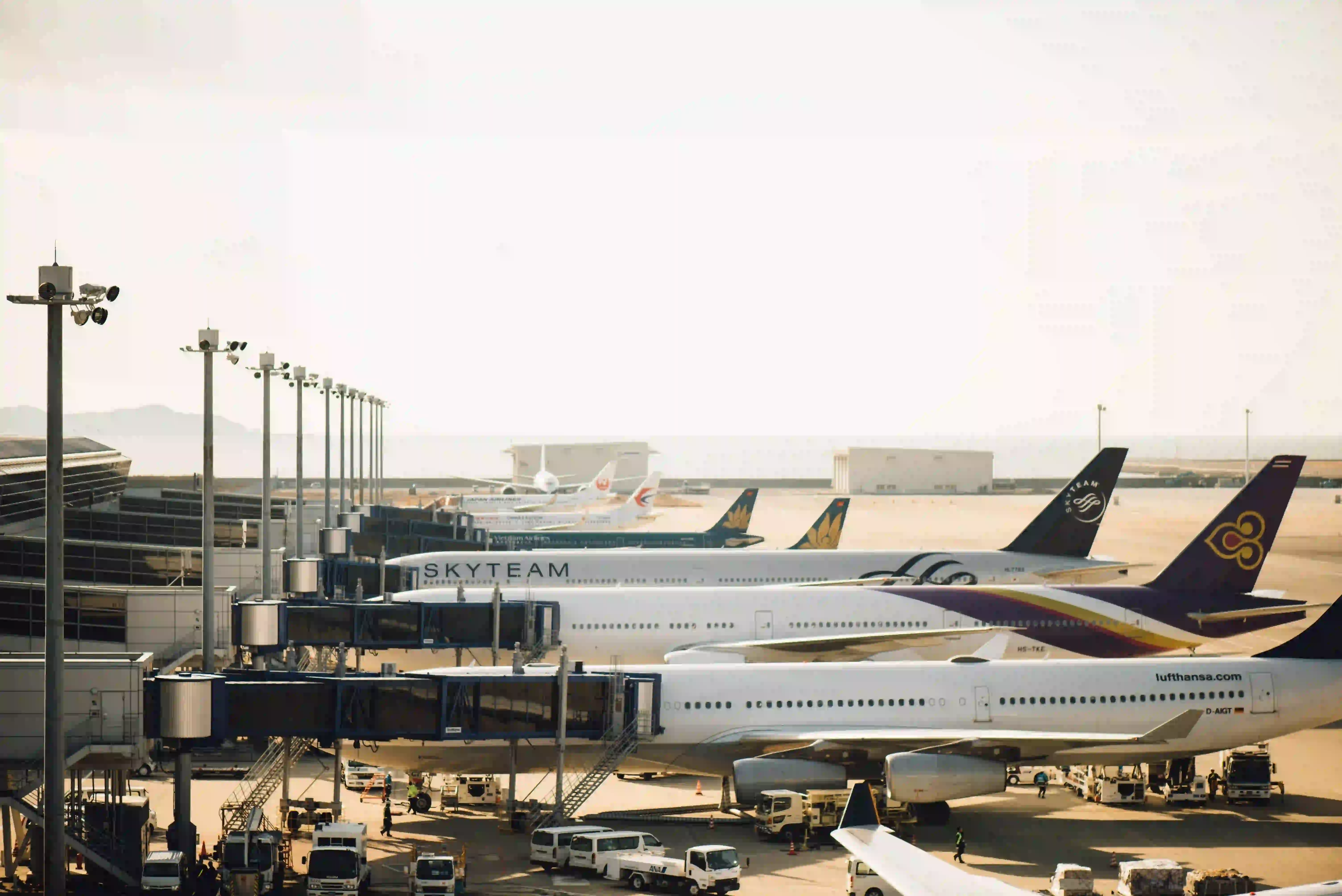 Airport View of Airlines Jets