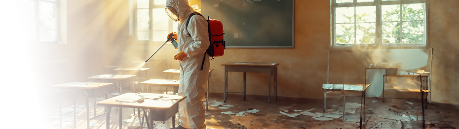 biohazard cleaner at work