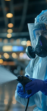 a biohazard cleaner cleaning a commercial space