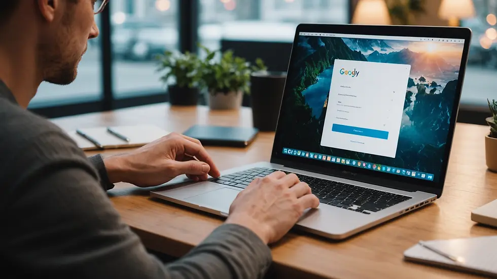 Eye-level view of a user logging into an account on a laptop