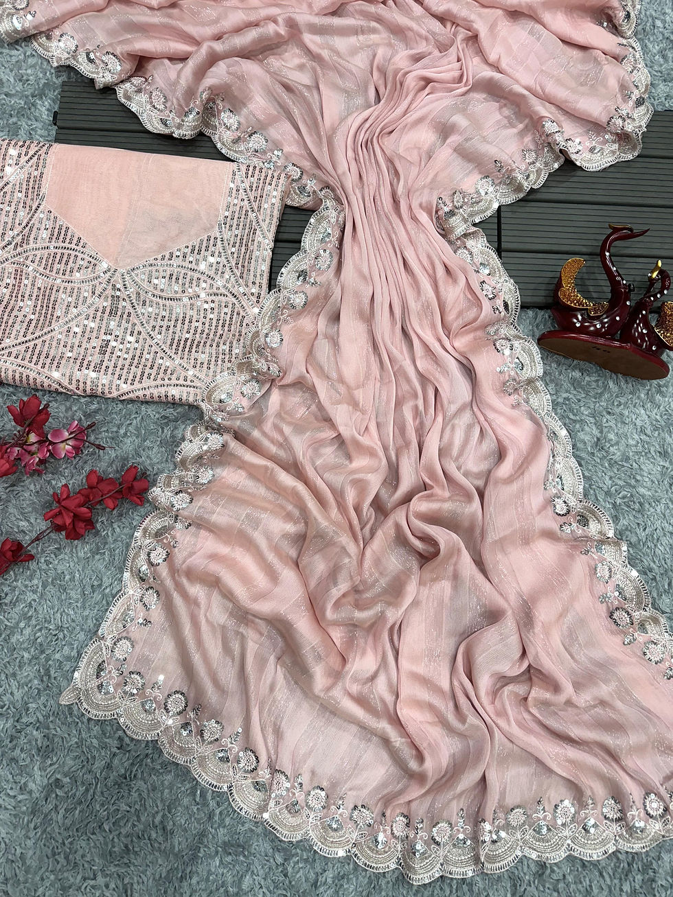 Thumbnail: Soft chiffon with weaving zari line - Sara Tendulkar