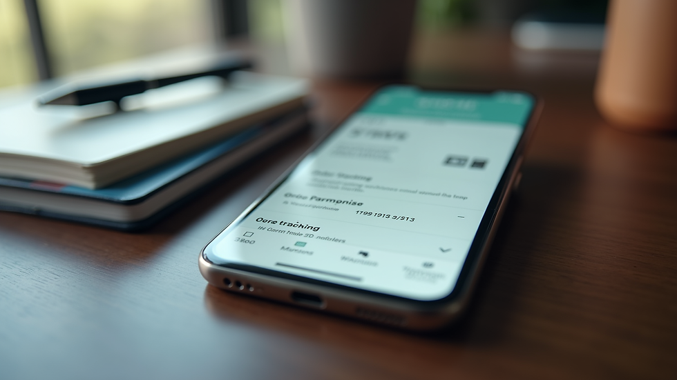 Close-up view of a smartphone showing an order tracking screen for an online purchase