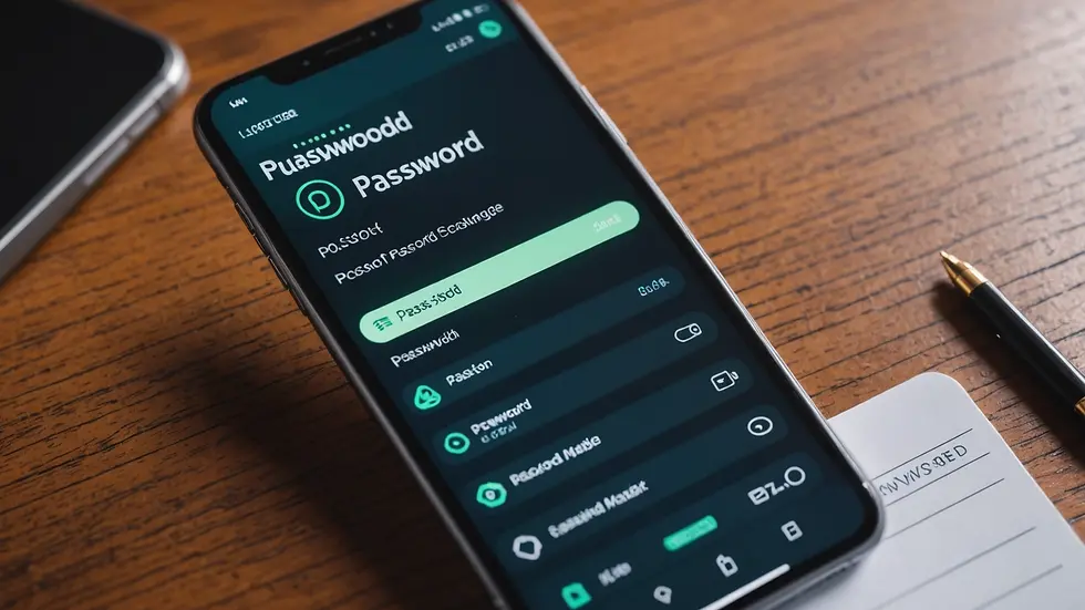 High angle view of a password manager application on a smartphone