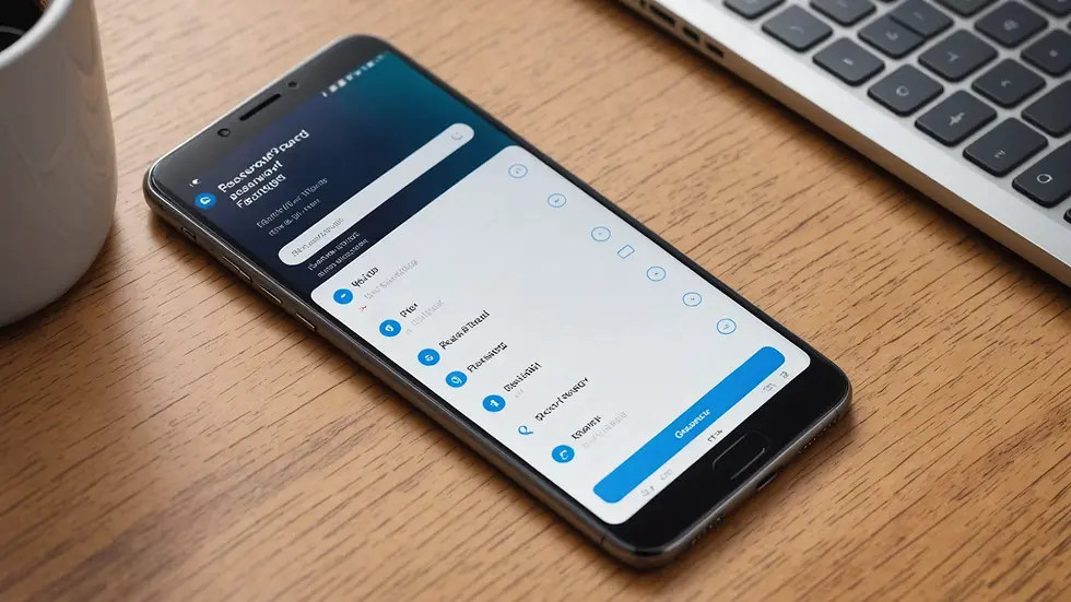 High angle view of a digital password manager app on a smartphone