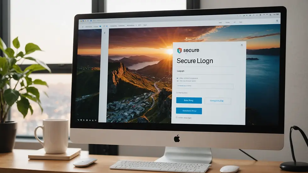 Eye-level view of a computer screen displaying a secure login page