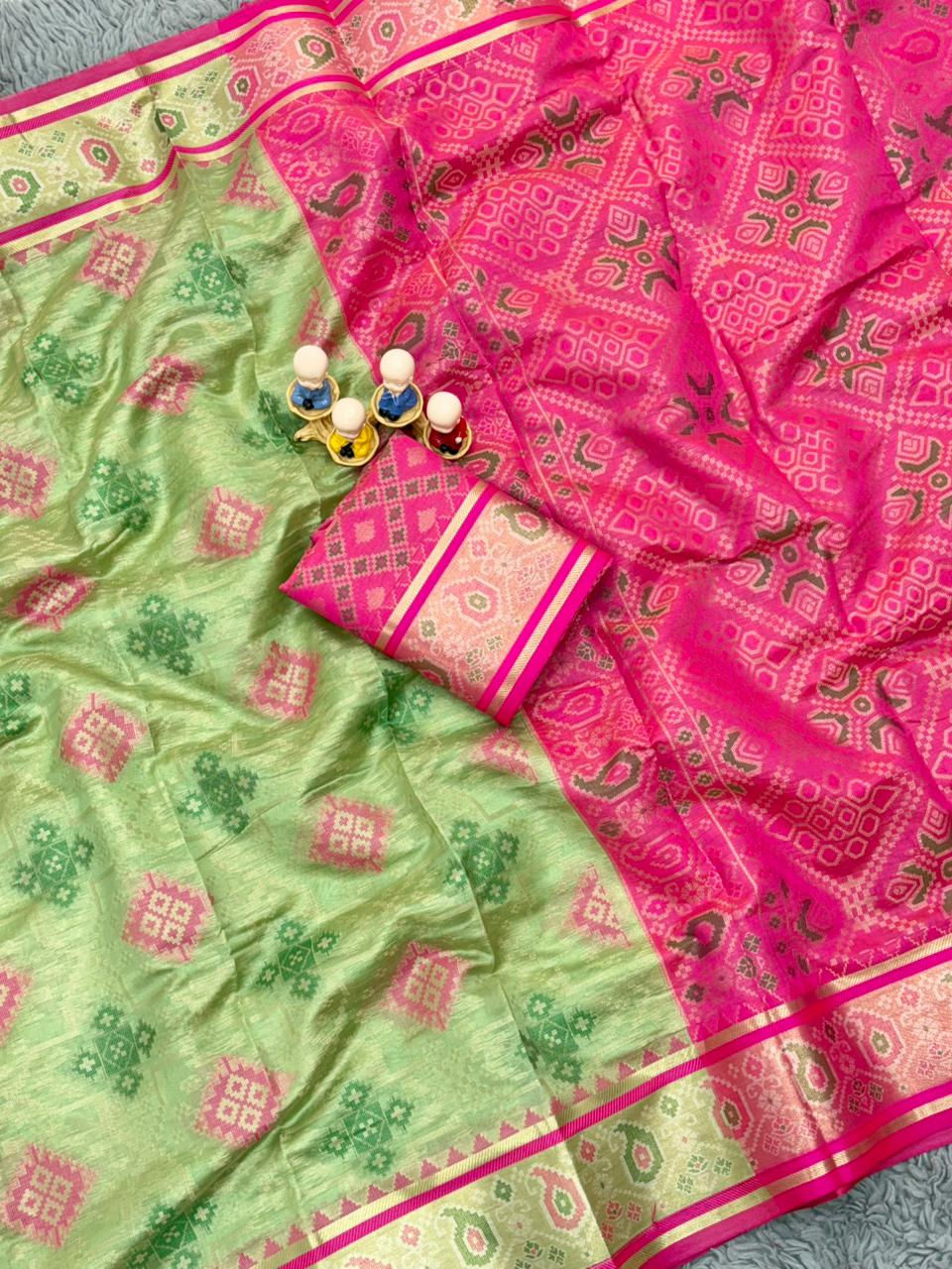 Thumbnail: Premium Organza Silk Sarees with Ikkat