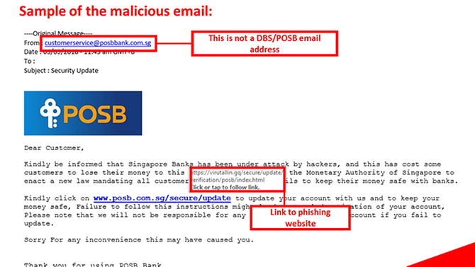 Phishing scheme targeting POSB customers