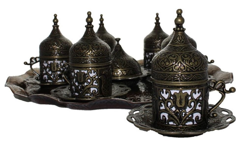 Thumbnail: 27 Count Turkish Greek Arabic Coffee Serving Cup Saucer Gift Set Old Copper