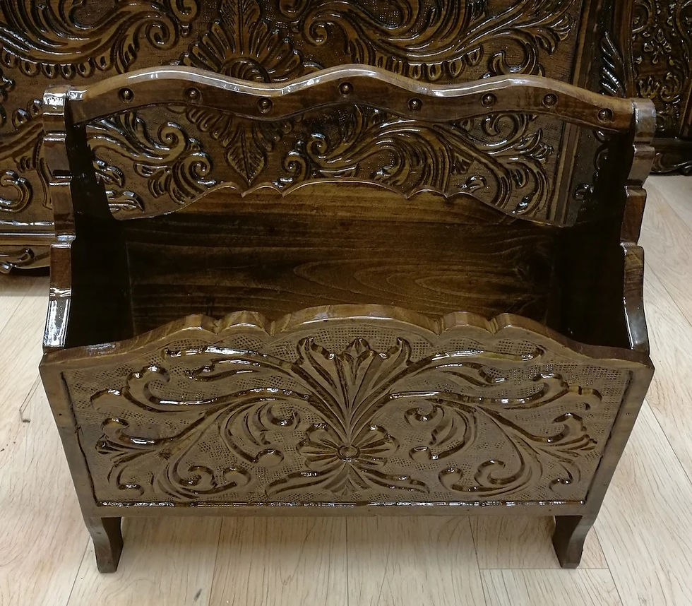 Hand-Carved Pure Walnut Tree Newspaper Magazine Rack LARGE SIZE ANTIQUE Wooden
