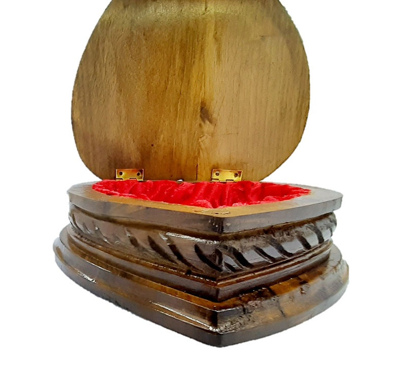 Thumbnail: TURKISH HANDMADE WALNUT TREE '' HEART '' JEWELERY BOX CASE WOODEN PANDORA VALENT