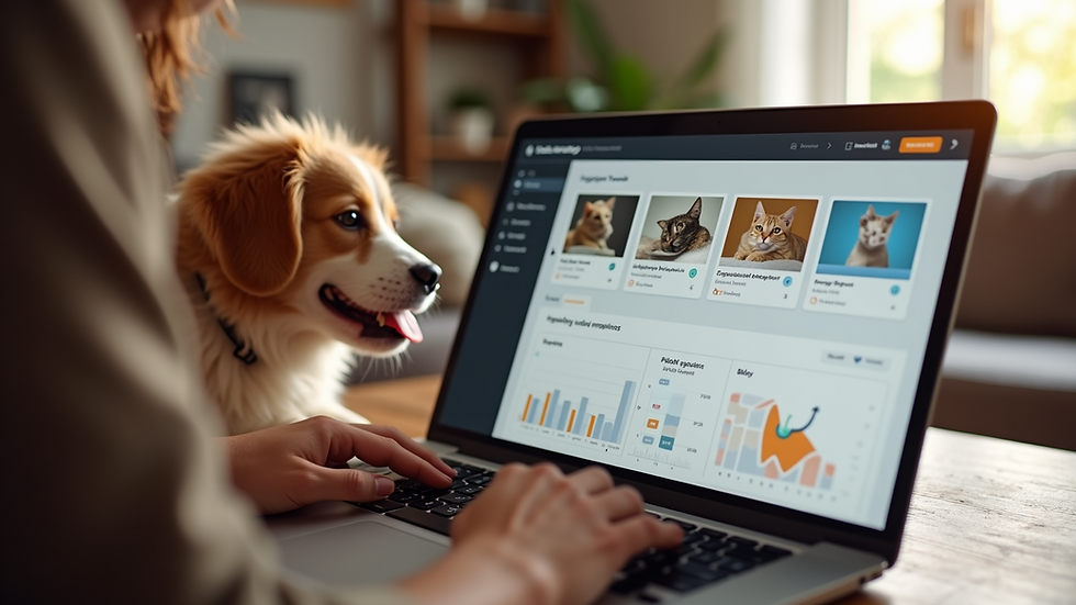 High angle view of a laptop screen showing video analytics dashboard