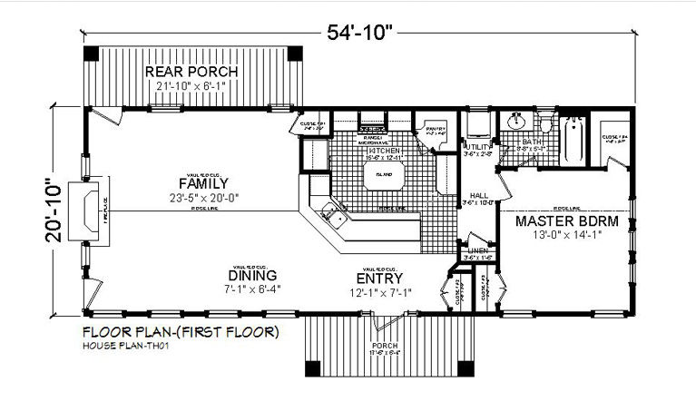 Thumbnail: HOUSE PLAN-TH01-1 STORY, 1 BEDROOM, 1 BATH, 1,078 SQFT.
