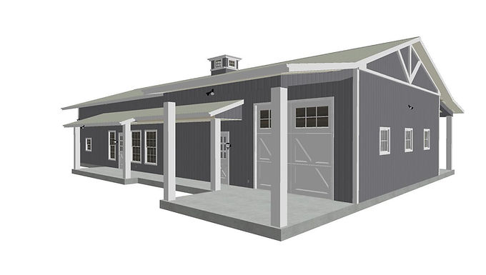 HOUSE PLAN-BRN 10, 1,456 SQFT.   -1 STORY, 2 BEDROOMS, 2 BATH-BARN STYLE