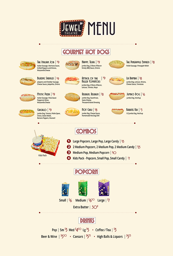 Jewel Theatre take out menu