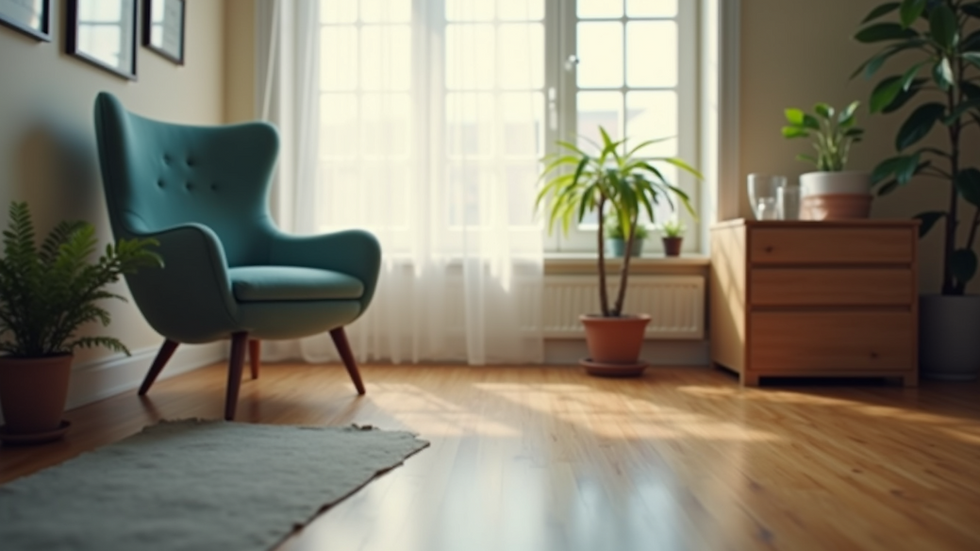 Eye-level view of a therapist's office with a comfortable chair and soft lighting