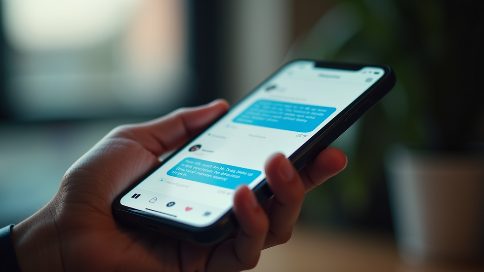 Close-up view of a smartphone screen showing a chat conversation