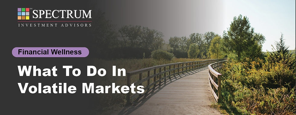 Path through greenery under clear sky with text: Spectrum Investment Advisors, Financial Wellness, What To Do In Volatile Markets.