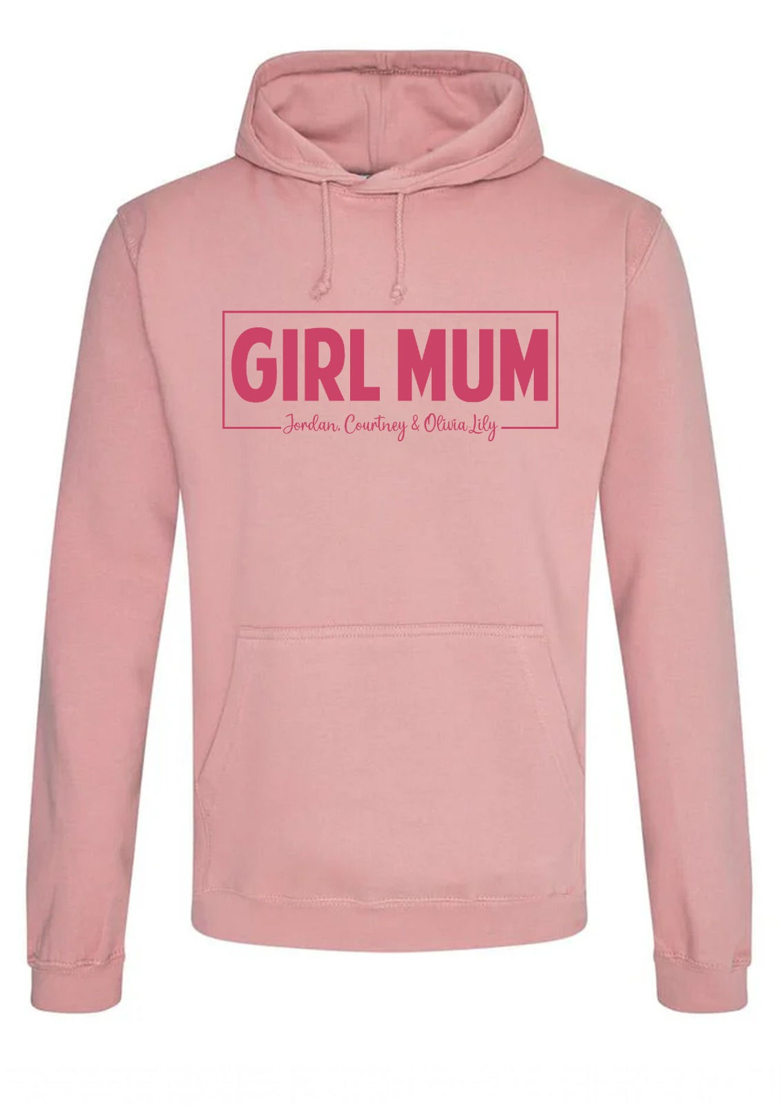 Girl Mum hoodie featuring stylish designs with children's name(s),