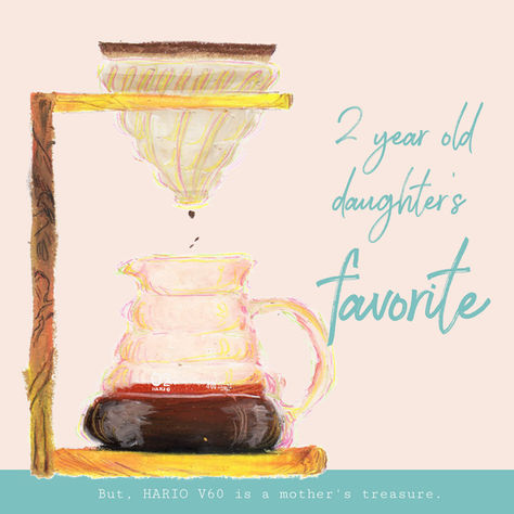 イラスト「HARIO V60 オリーブウッドスタンドセット」