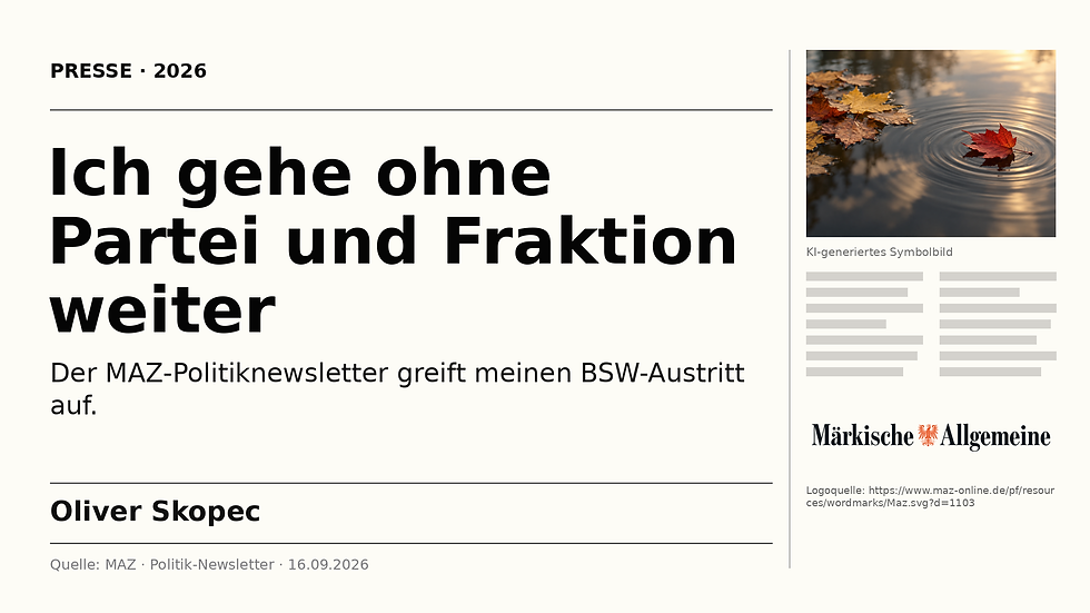 Ich gehe ohne Partei und Fraktion weiter