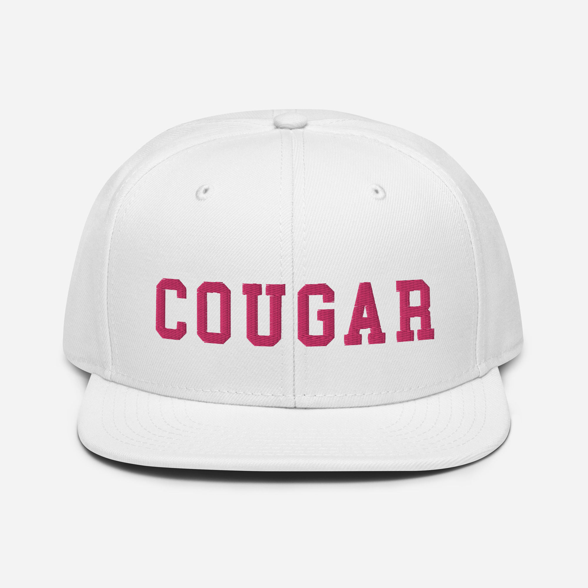 Cougar White with Pink Snapback Hat 