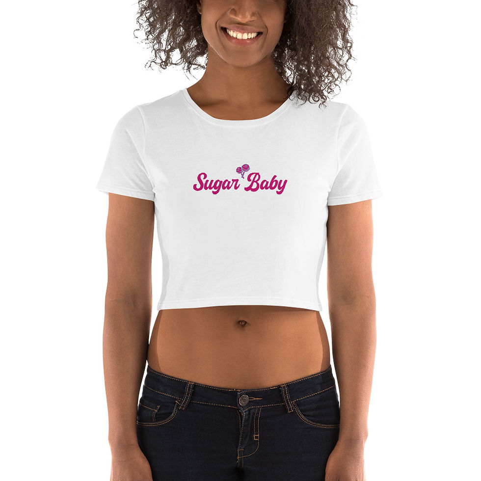 Thumbnail: Sugar Baby One Line Women’s Crop Tee in White