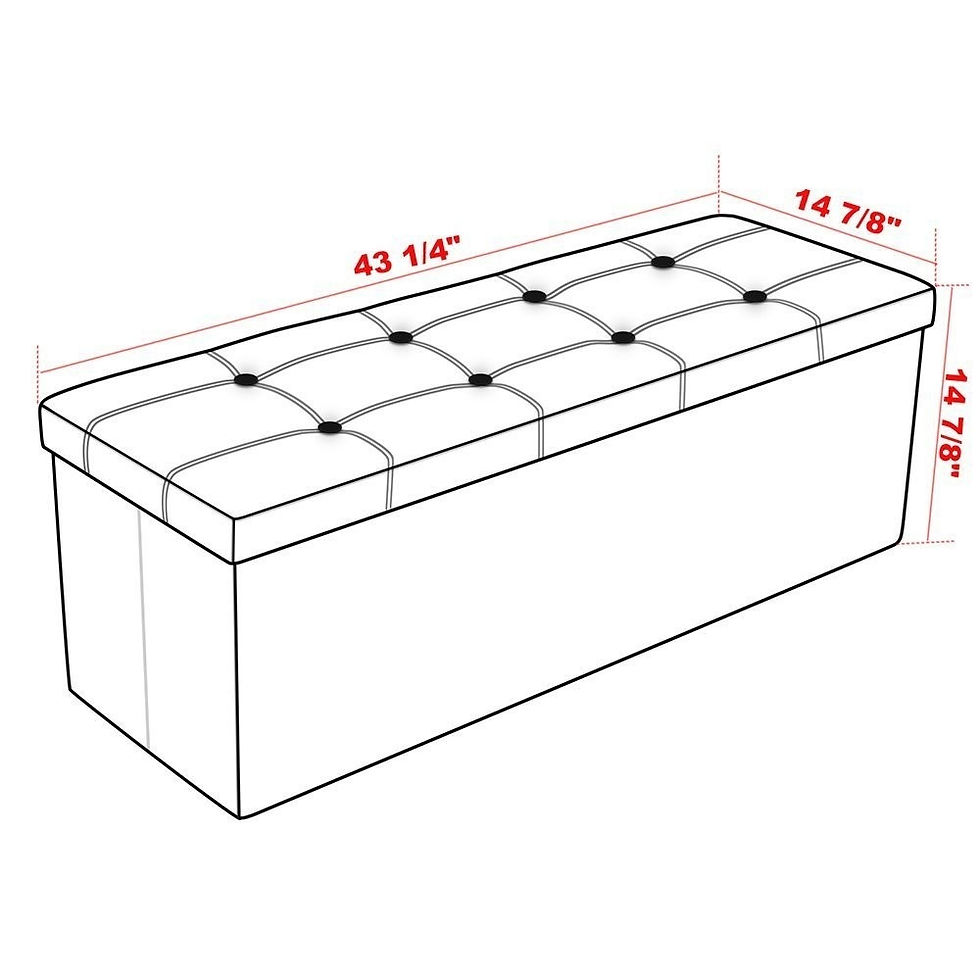 Thumbnail: 43 Inches Folding Storage Ottoman Bench, Bed End Bench with 120L Large Storage S