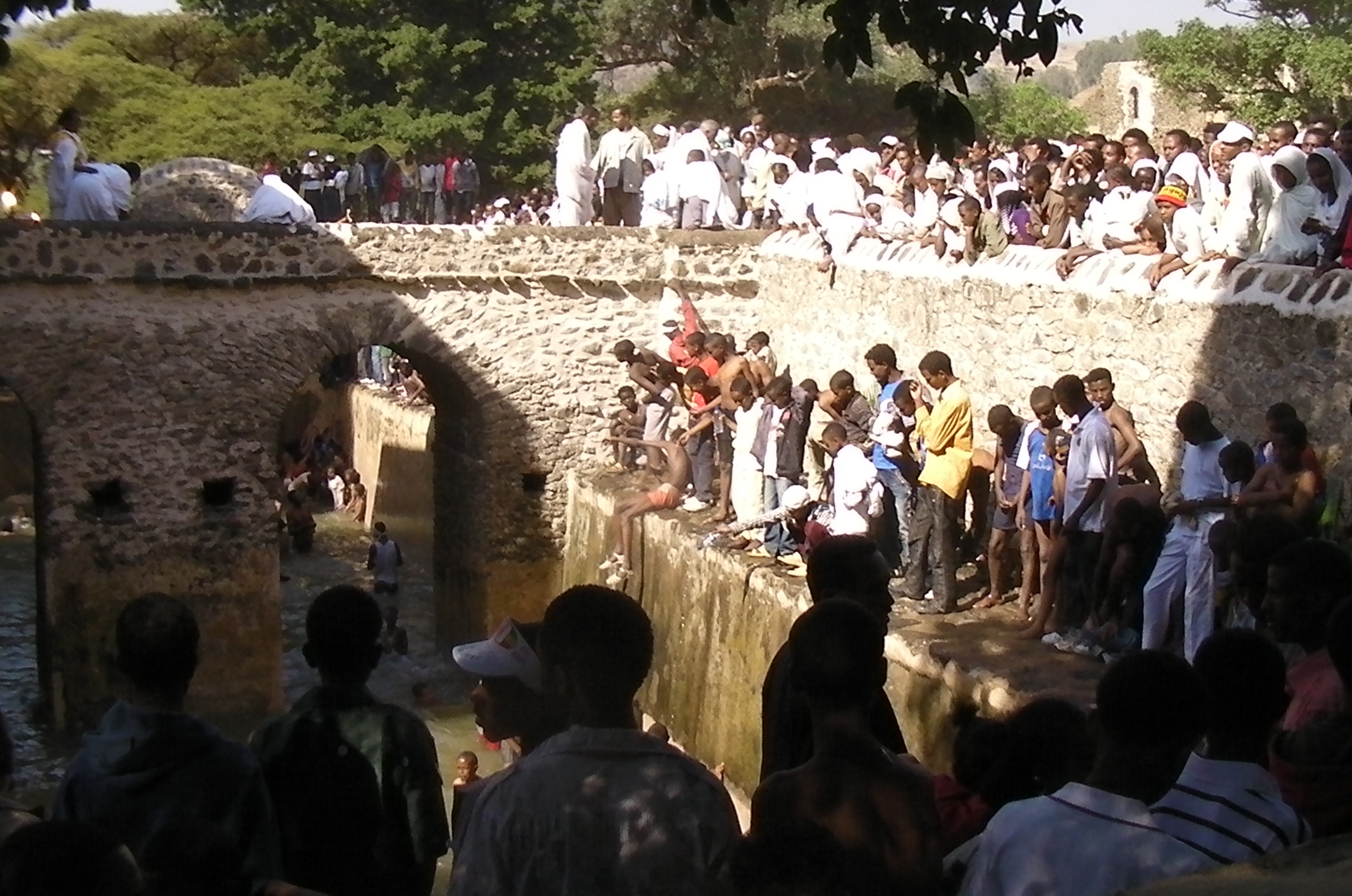 Pilgrims at Fasilides Bath during Timkat