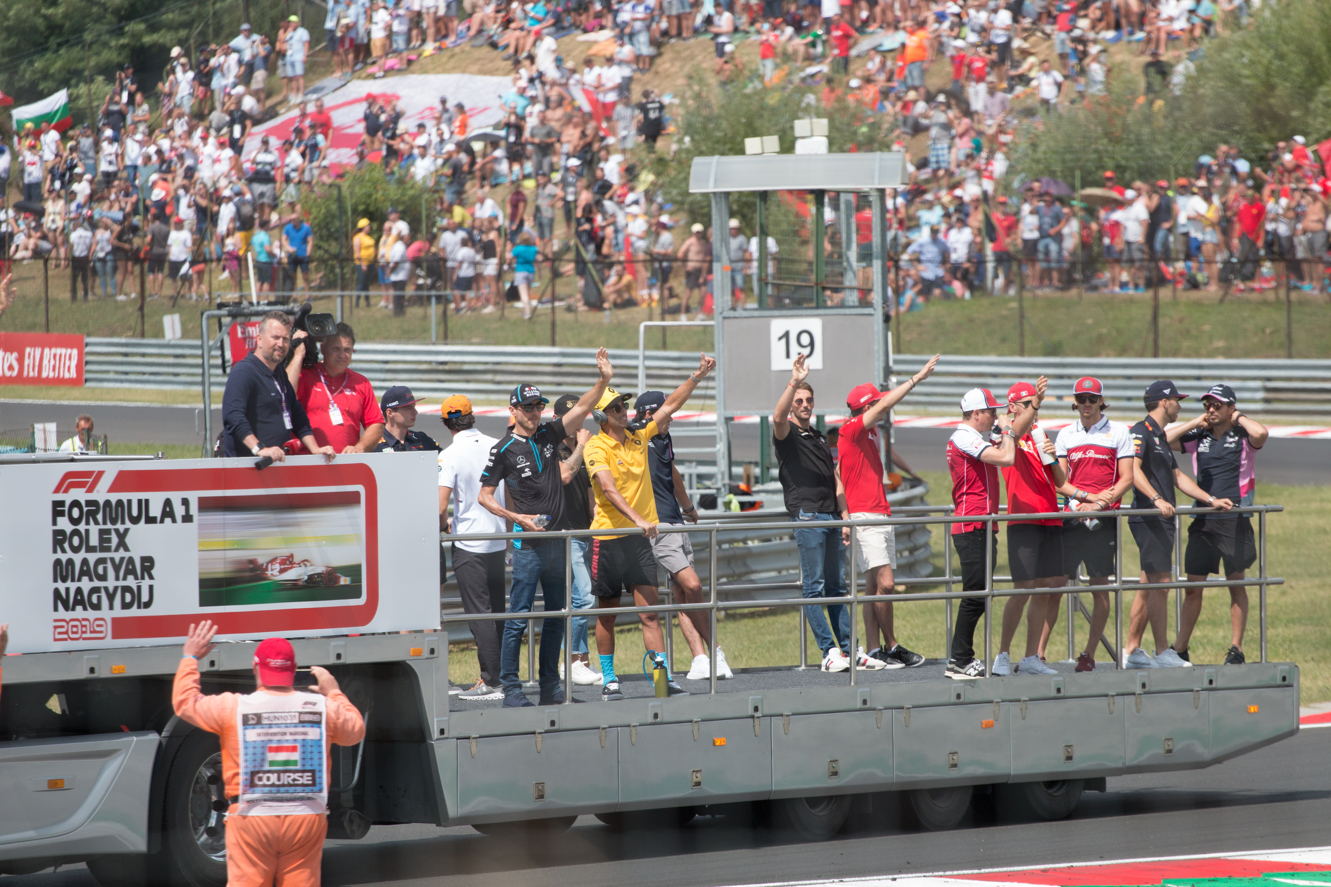 Drivers' parade at the 2019 Hungarian Grand Prix