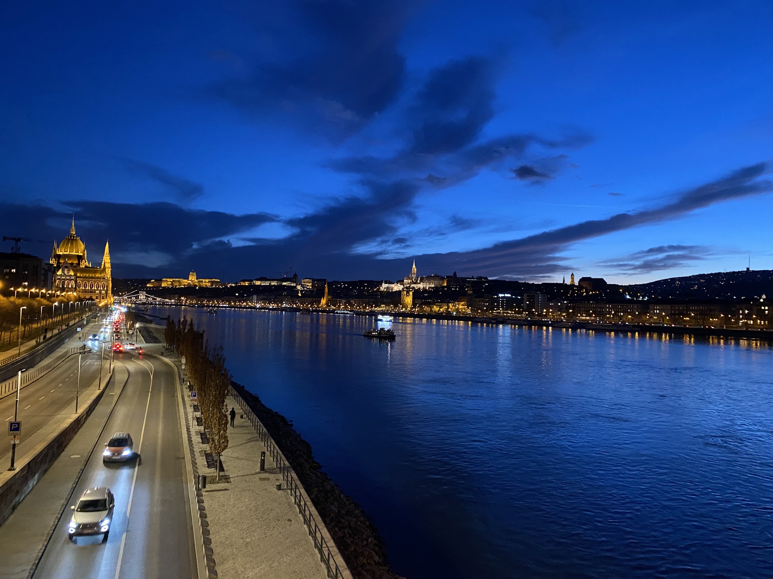 Danube panorama at dusk, Budapest