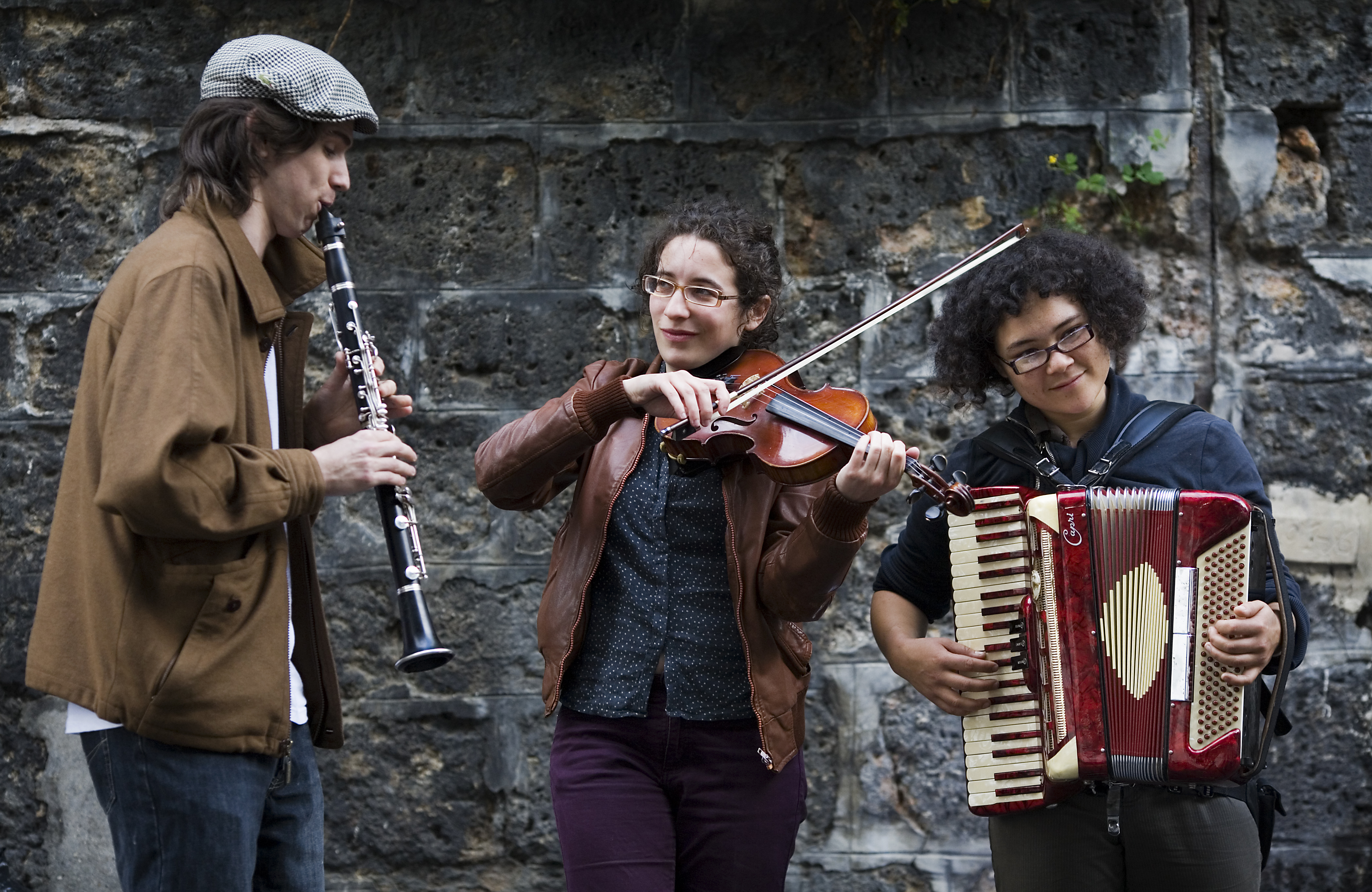 Street musicians performing in Montmartre, Paris