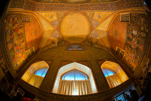brown and beige floral ceiling