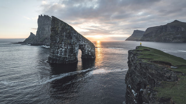 Panorama of Drangarnir one of the most scenic spots on the Faroe Islands