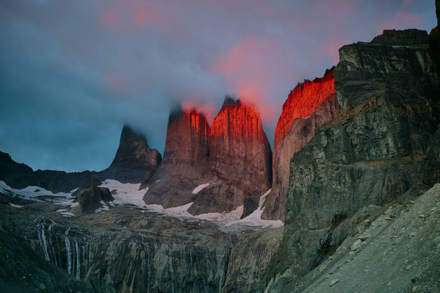 The Cordillera del Paine at sunrise