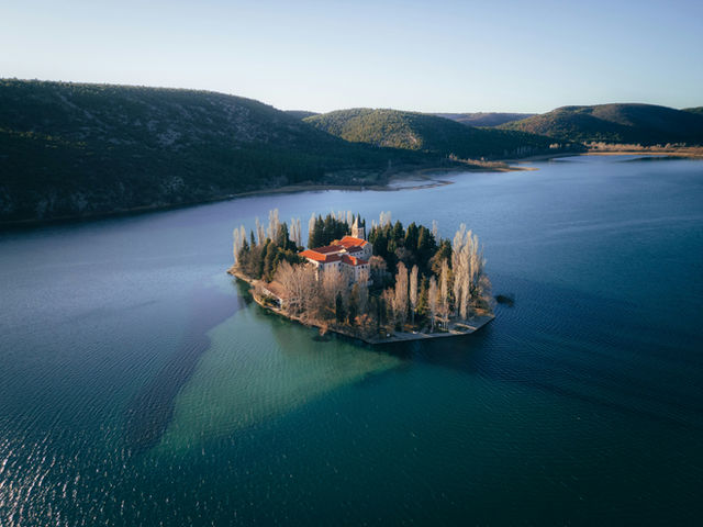 Visovac monastery island in krka river, croatia