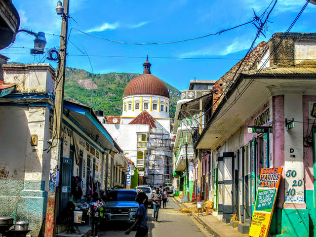 A side view of the cathedral du Cap-Haïtien. A catch from  Rue 17