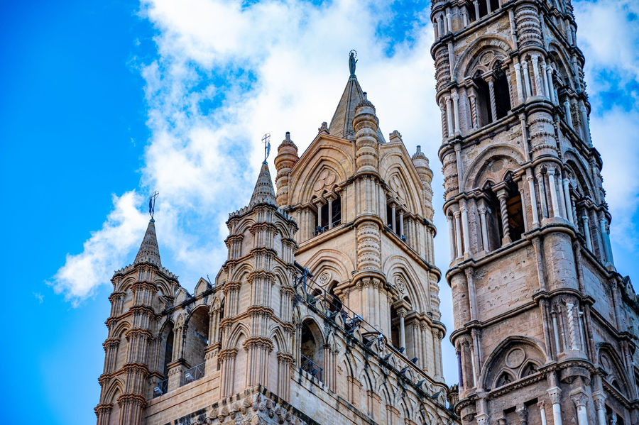 Stunning Gothic architecture of Palermo Cathedral in Sicily, Italy.