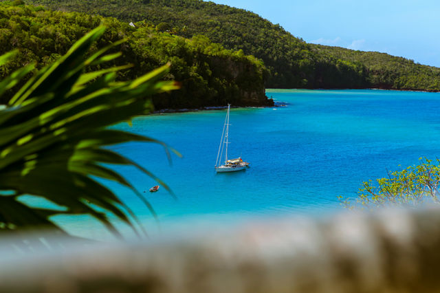 Yacht on blue lake