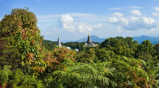 Buddhist temple on the top of mountains in Thailand