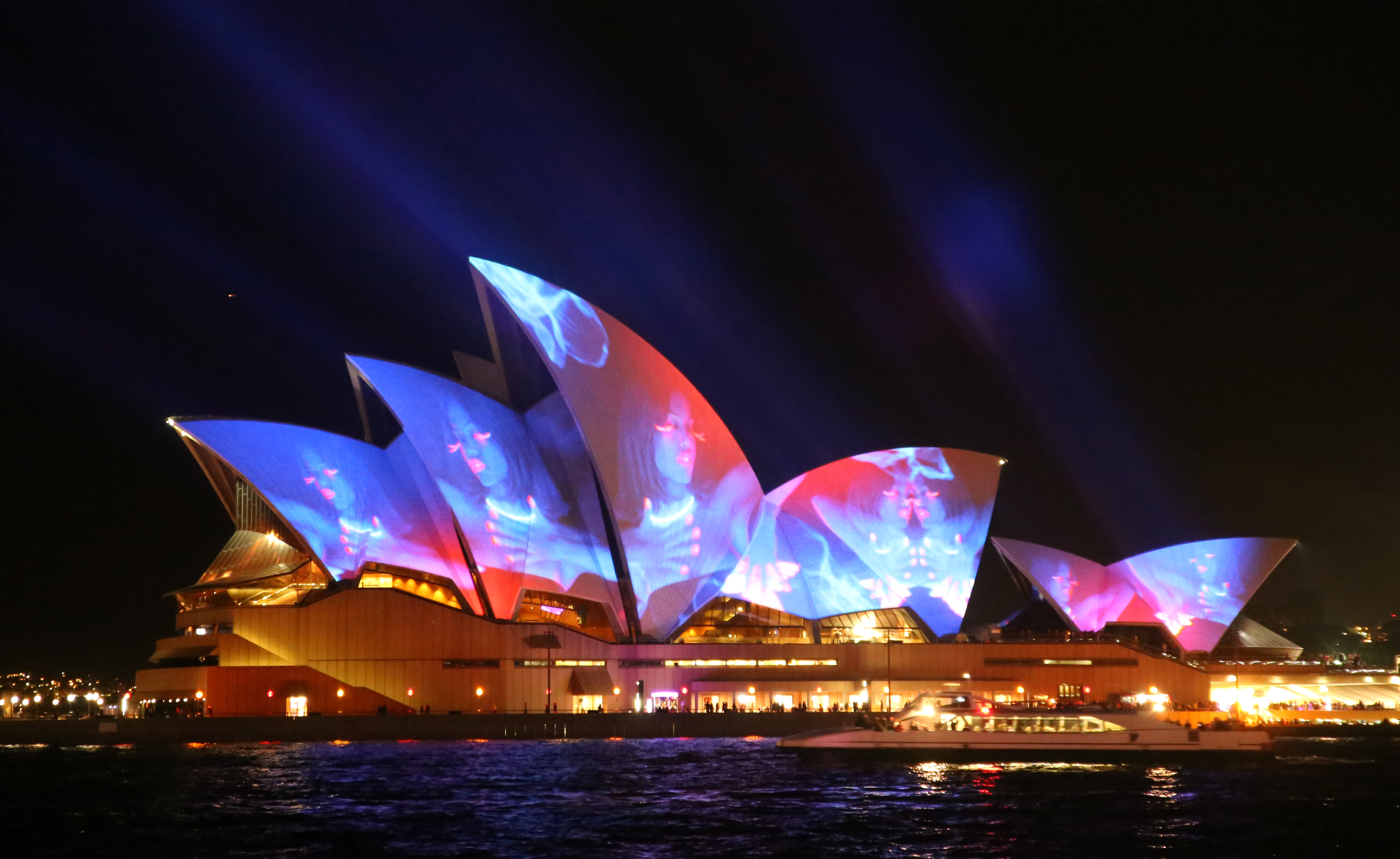 Projections on the Opera House sails at Vivid Sydney