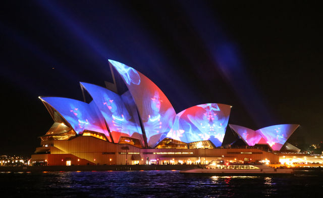 Projections on the Opera House sails at Vivid Sydney