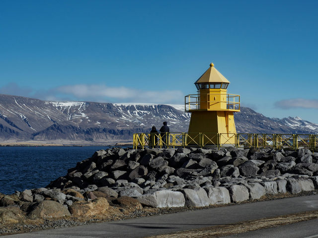 Höfði lighthouse, taken at coast of Reykjavik, Iceland.