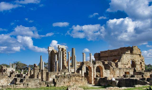 Leptis Magna ruins, in Libya (Alkhums)... Roman Public Bathrooms